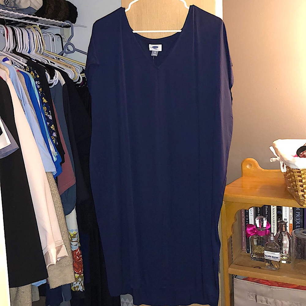 Old Navy Butterfly Sleeve Shirt Dress - Navy - XL